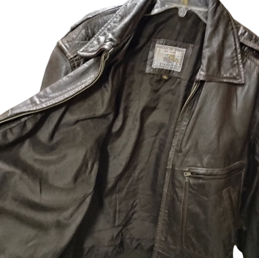 Vintage Leather Jacket - Brown Leather Bomber Jacket - Vintage Bomber - Picture 4 of 4